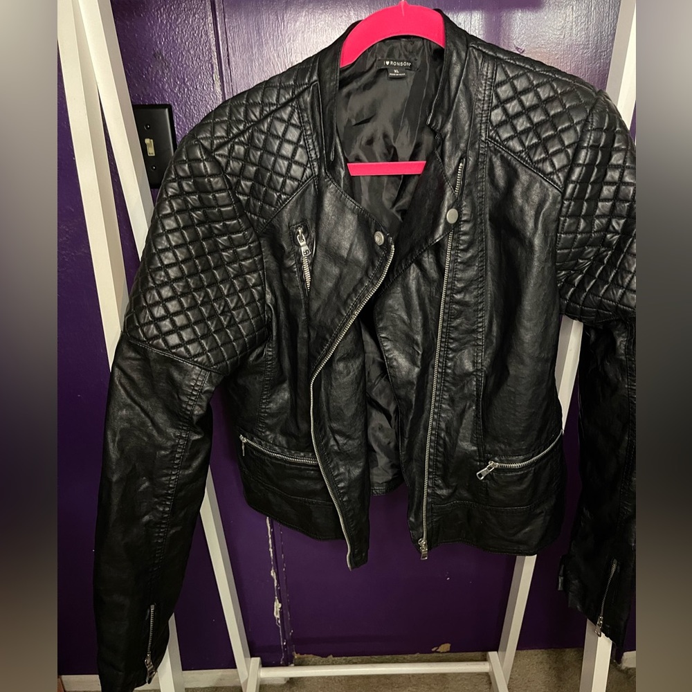 Faux Leather moto/bomber jacket